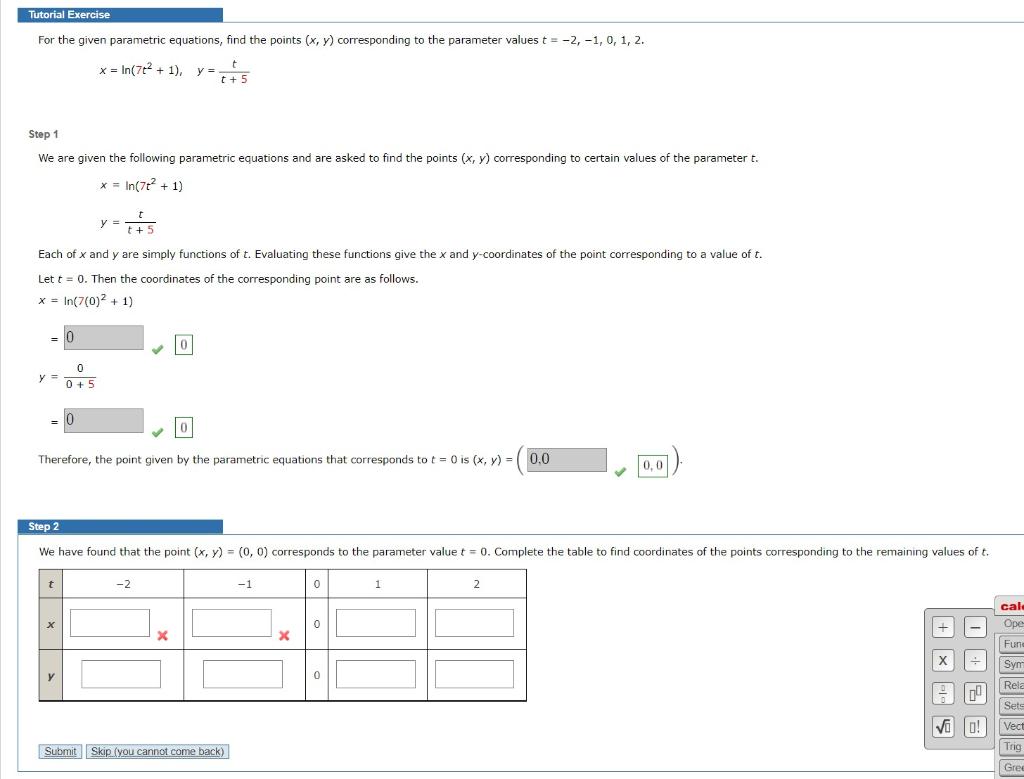 Solved Tutorial Exercise For the given parametric equations, | Chegg.com