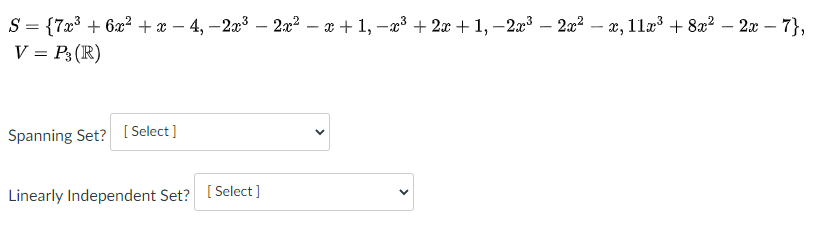 Solved In each case, determine whether or not the set S | Chegg.com
