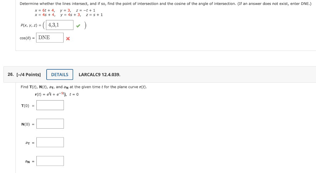 Solved Determine whether the lines intersect, and if so, | Chegg.com