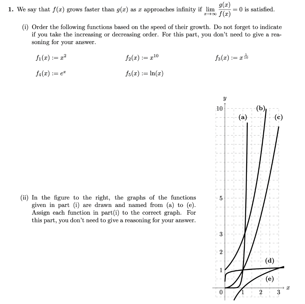 1 We Say That F X Grows Faster Than G X As X Chegg Com