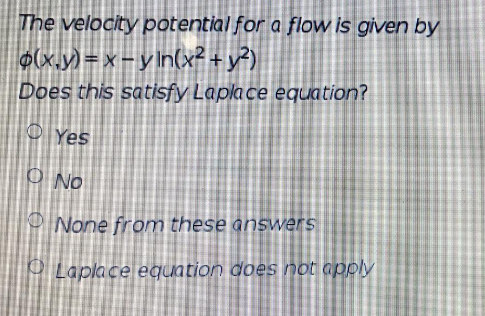 Solved The velocity potential for a flow is given by $(x,y) | Chegg.com