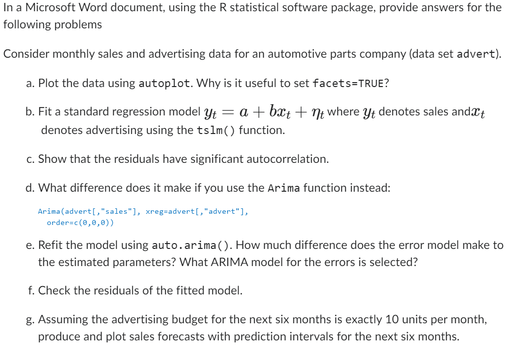 Solved In a Microsoft Word document, using the R statistical | Chegg.com