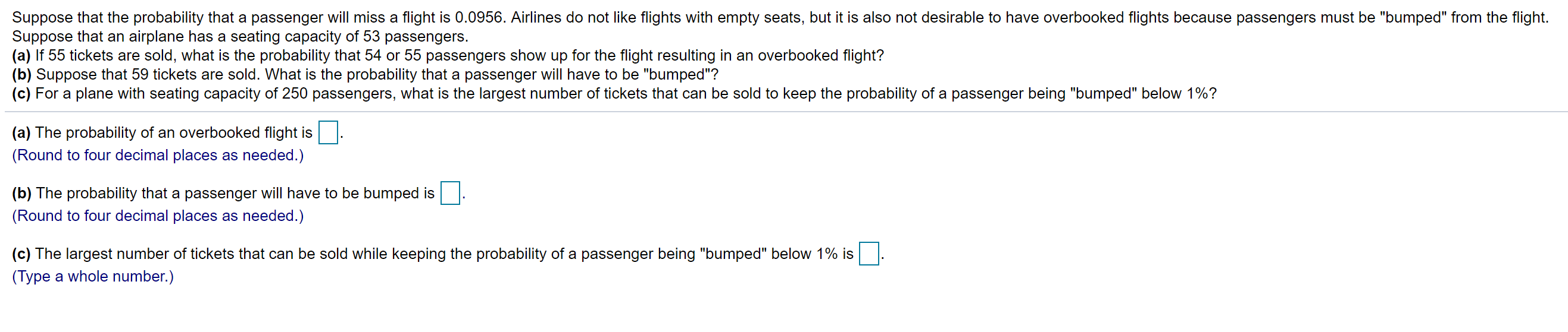 Solved Suppose that the probability that a passenger will | Chegg.com