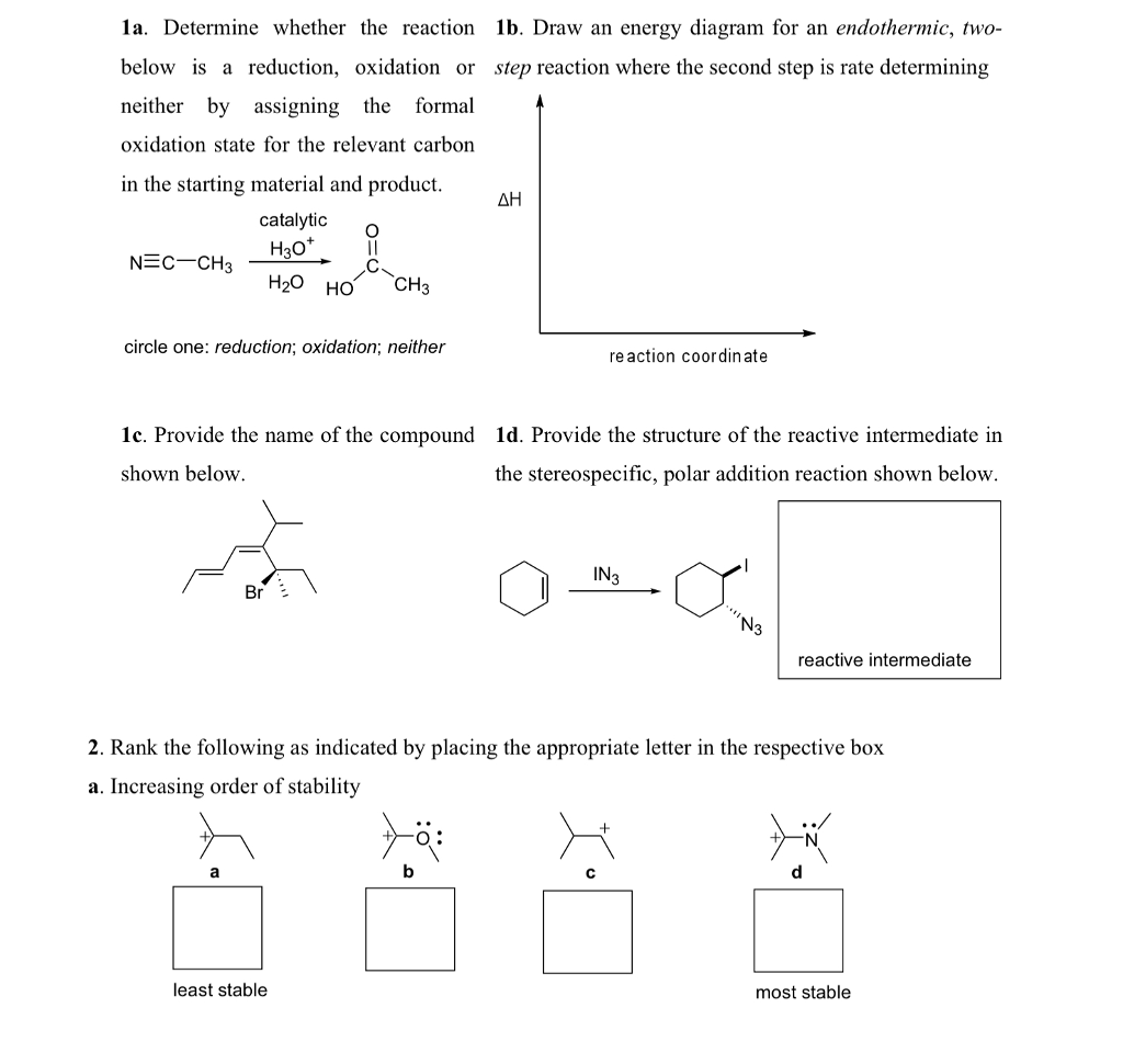 Solved la. Determine whether the reaction 1b. Draw an energy