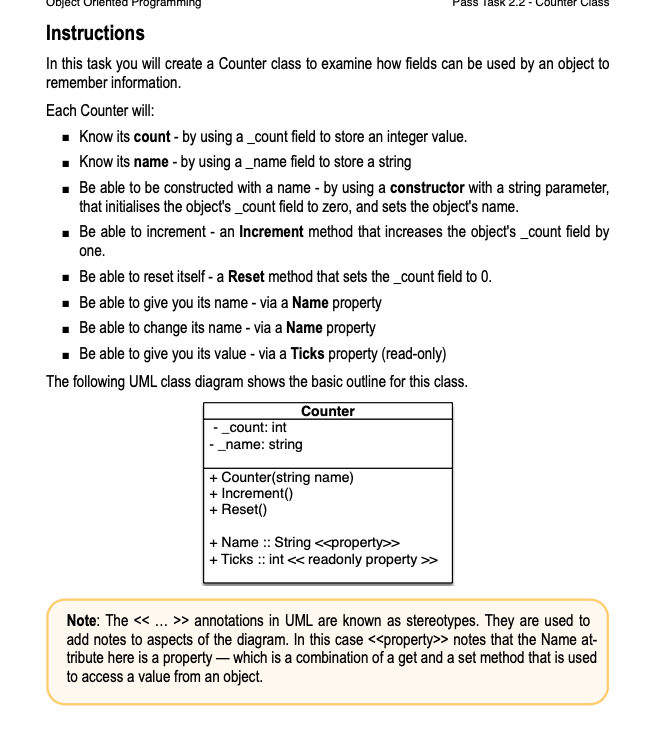Solved Instructions In this task you will create a Counter | Chegg.com