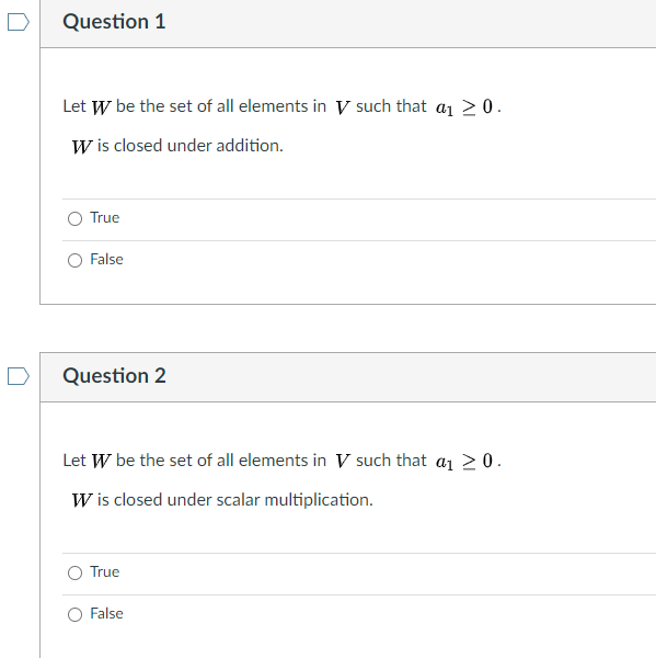 Solved Question 1 Let W be the set of all elements in V such Chegg com
