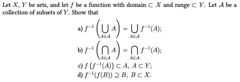 Solved Let X,Y Be Sets, And Let F Be A Function With Domain | Chegg.com