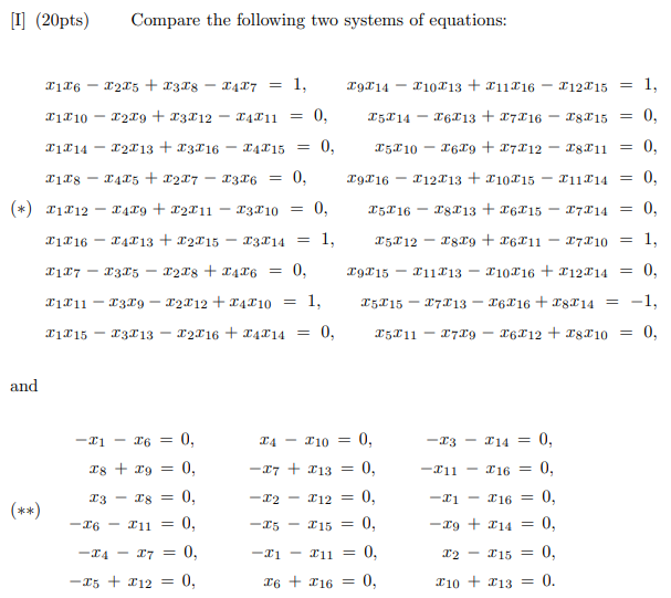 Solved [I] (20pts) Compare the following two systems of | Chegg.com
