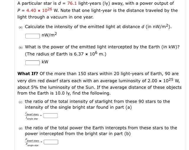 Solved A particular star is d 76.1 lightyears (ly) away,