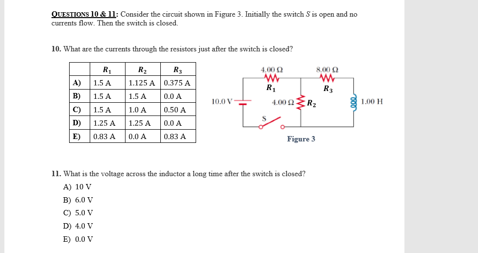 Solved QUESTIONS 10 & 11: Consider the circuit shown in | Chegg.com