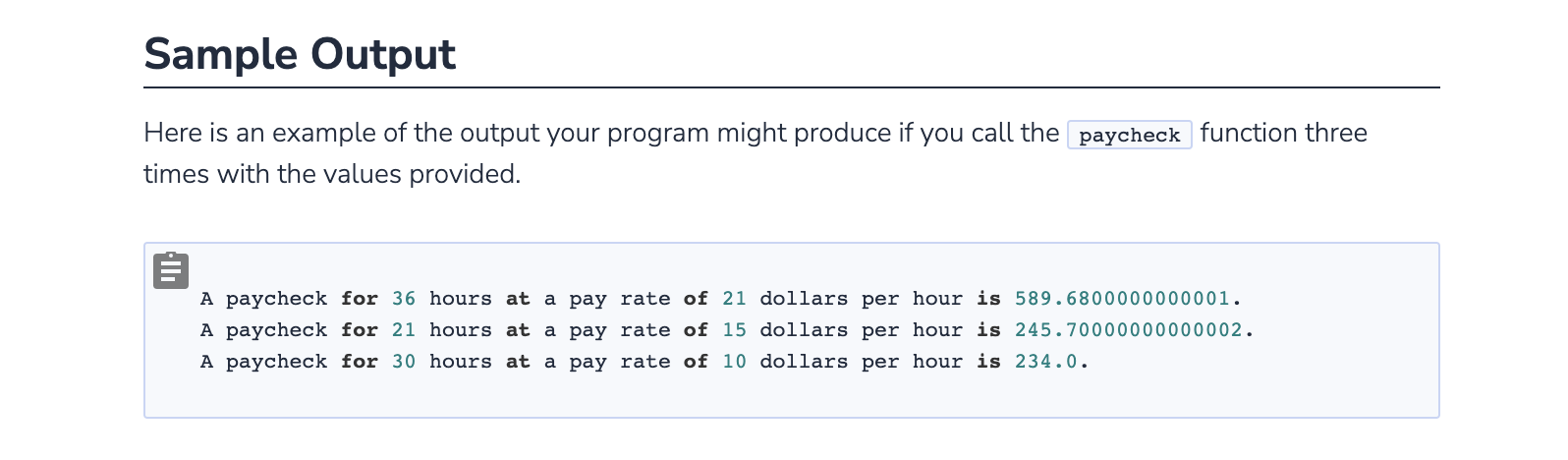 Solved 2. Paycheck Calculator Paycheck Calculator Write a | Chegg.com