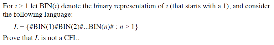 Solved For I 2 1 Let BIN(i) Denote The Binary Representation | Chegg.com