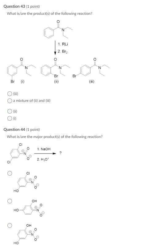 Solved Question 43 1 Point What Isare The Products Of 2110