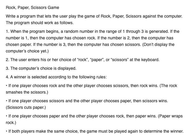 Solved Rock, Paper, Scissors Game Write a program that lets | Chegg.com