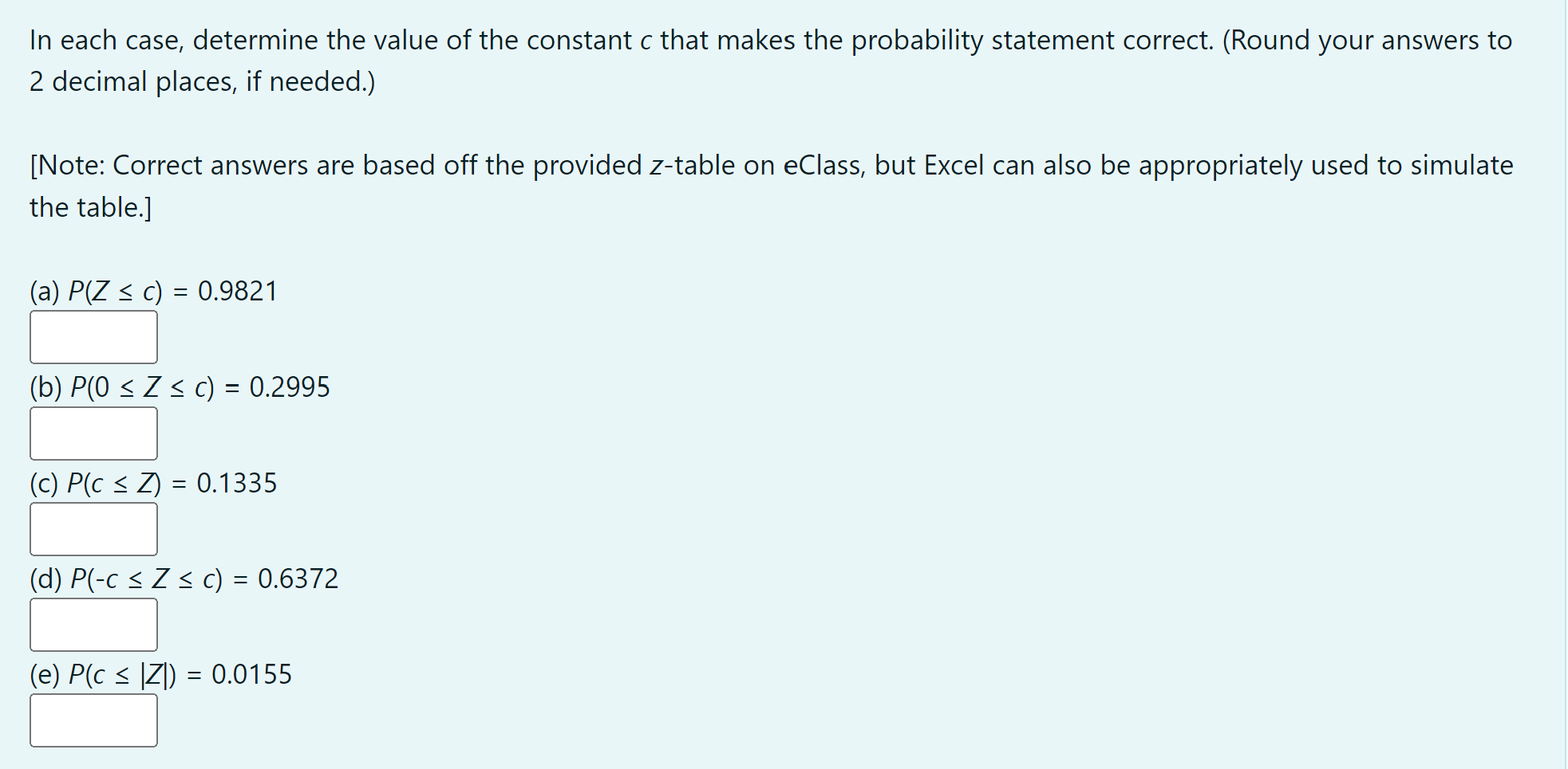 Solved In each case, determine the value of the constant c | Chegg.com