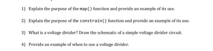 Solved 1) 2) 3) 4) Explain the purpose of the map () | Chegg.com