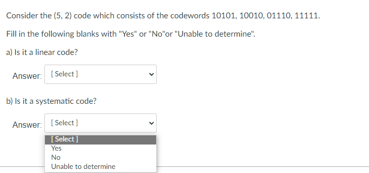 Solved Consider the (5,2) code which consists of the | Chegg.com
