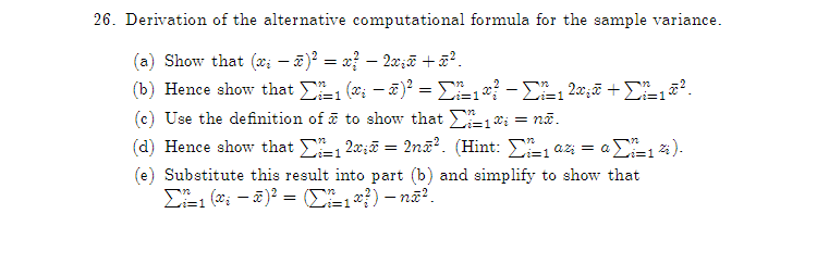 Solved 26 Derivation Of The Alternative Computational Chegg Com