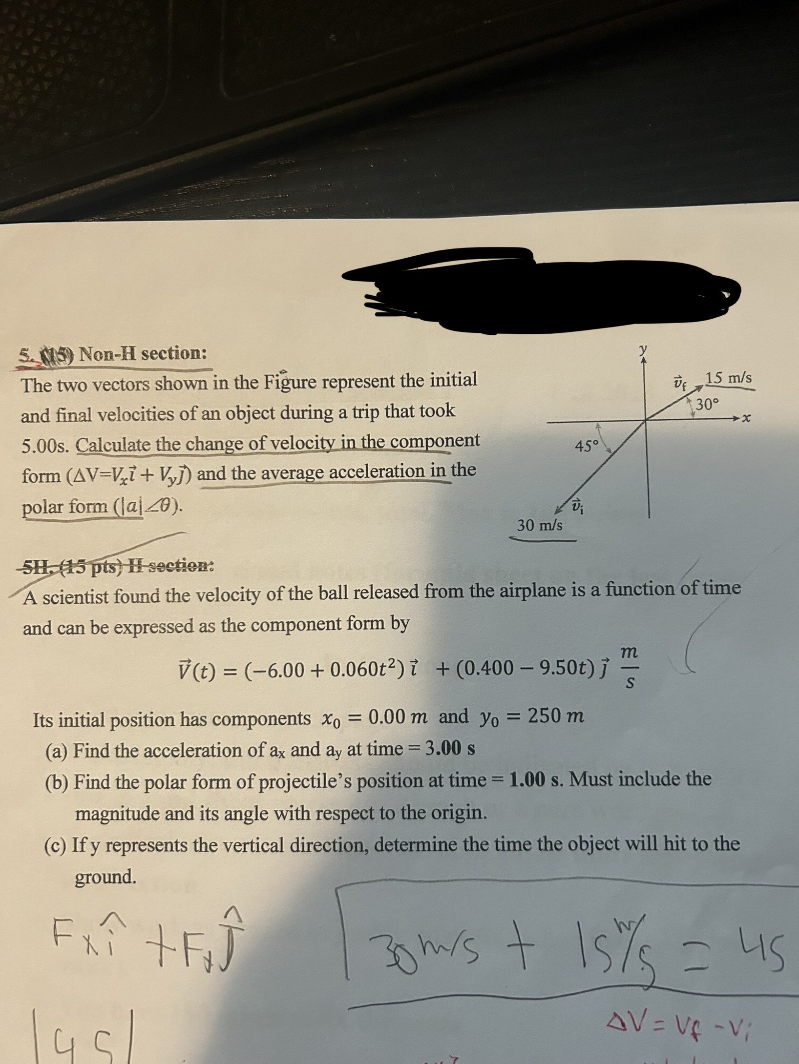 Solved The two vectors in the Figure represent the initial