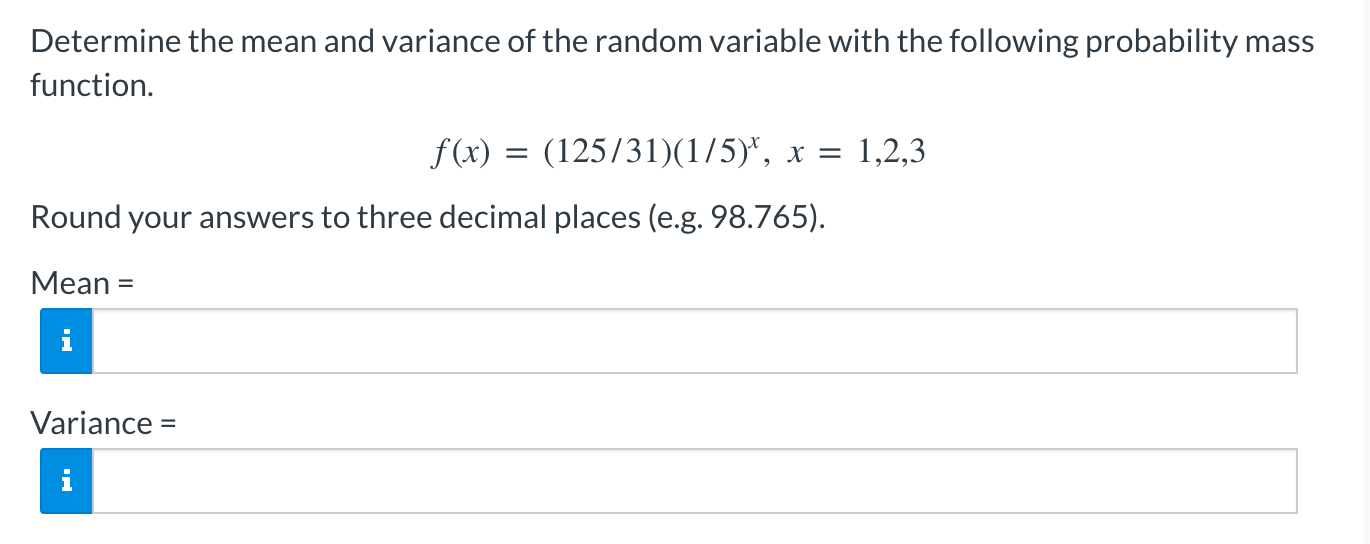 Solved Determine the mean and variance of the random | Chegg.com