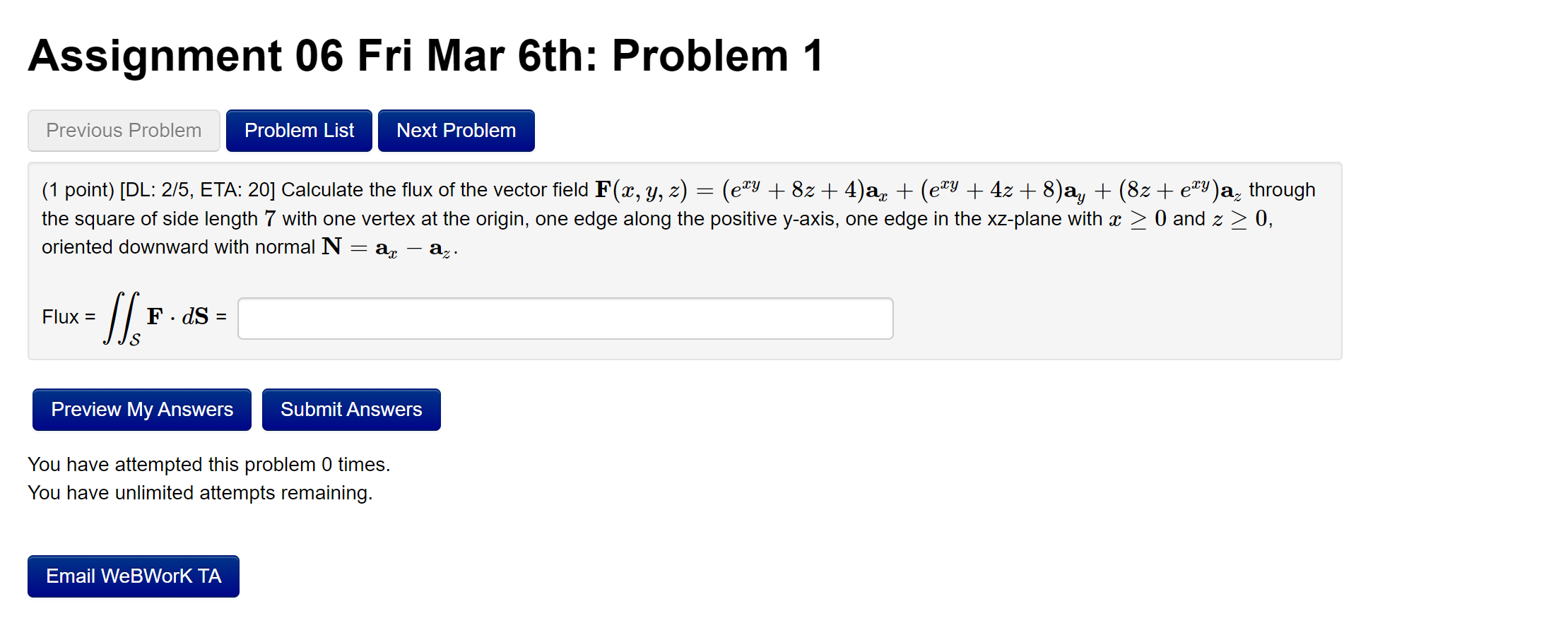Solved Assignment 06 Fri Mar 6th: Problem 1 Previous Problem | Chegg.com