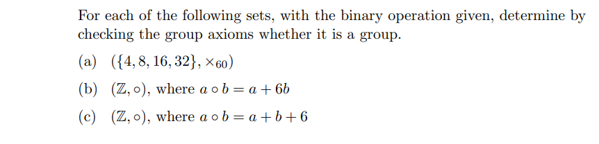 Solved For Each Of The Following Sets, With The Binary | Chegg.com