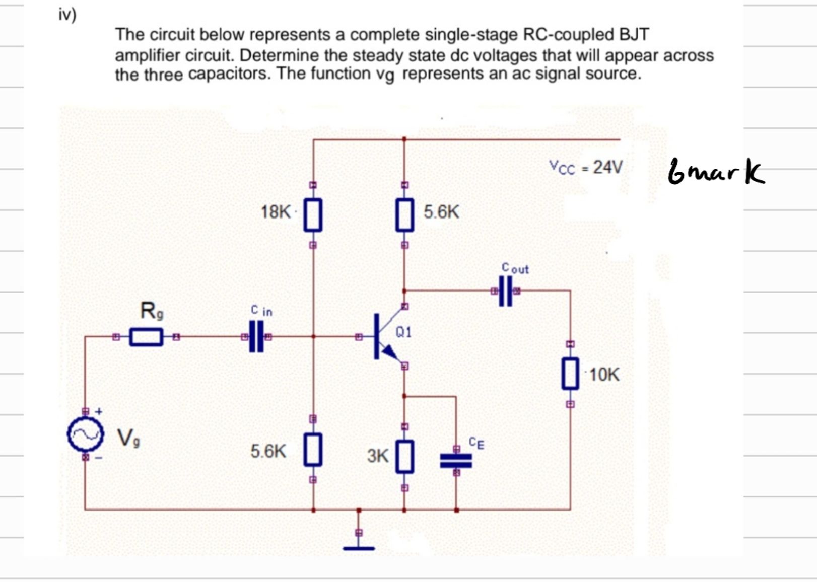 Solved iv)The circuit below represents a complete | Chegg.com