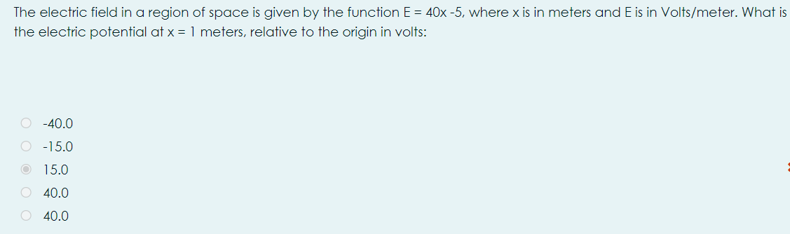 Solved The electric field in a region of space is given by | Chegg.com