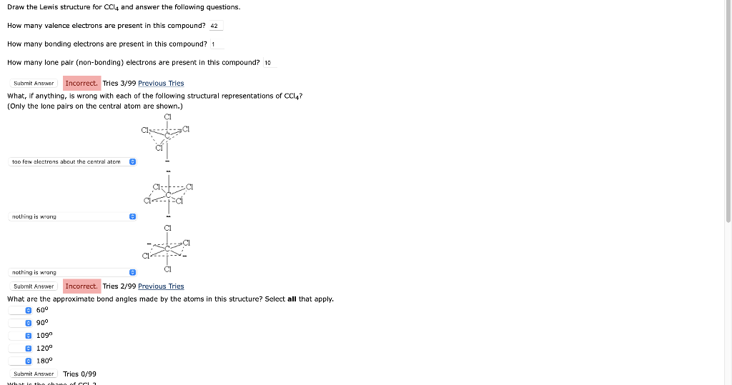 Solved Draw the Lewis structure for CCl4 and answer the