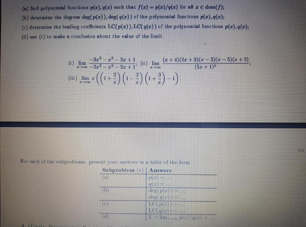 Solved A Find Polynomial Functions P X G X Such That Chegg Com