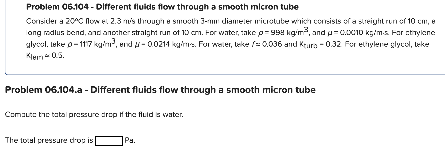 Solved Problem 06.104 - Different fluids flow through a | Chegg.com
