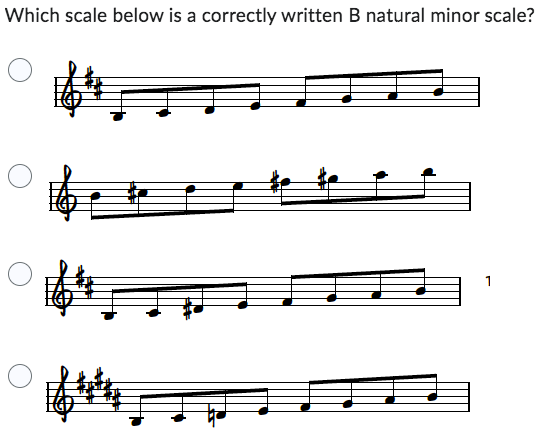 Solved Which Scale Below Is A Correctly Written B Natural | Chegg.com