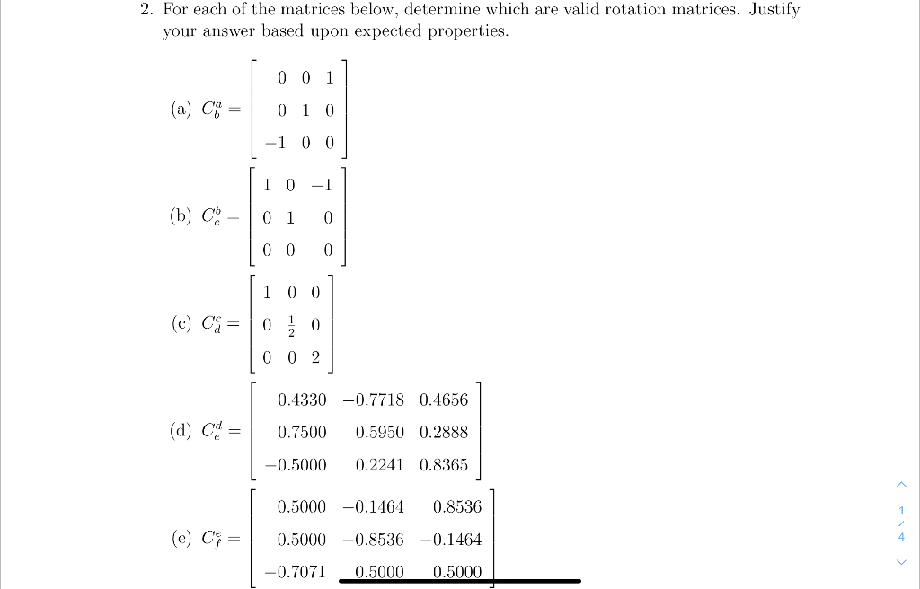 Solved 2. For each of the matrices below, determine which | Chegg.com