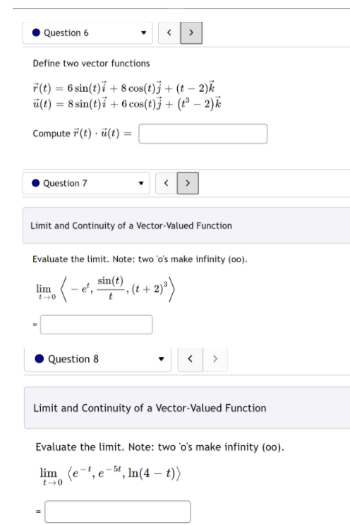 Solved Question 6 Define Two Vector Functions F T Chegg Com