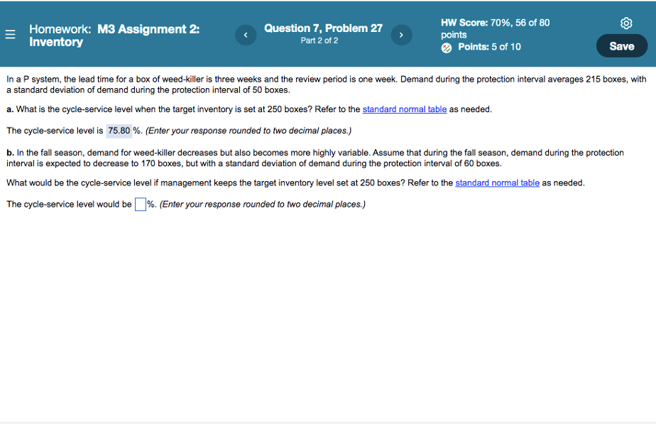 Solved In a P system, the lead time for a box of weedkiller