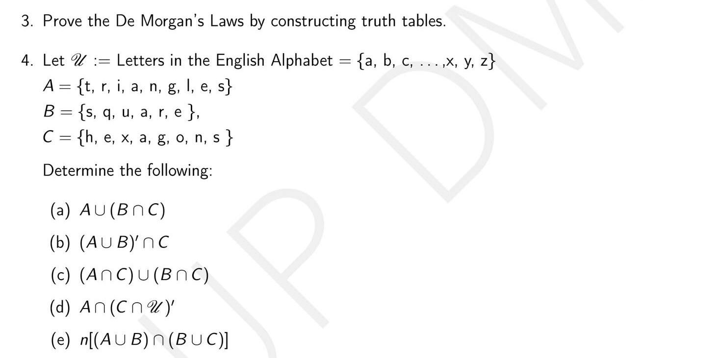 Solved 3 Prove The De Morgan S Laws By Constructing Trut Chegg Com