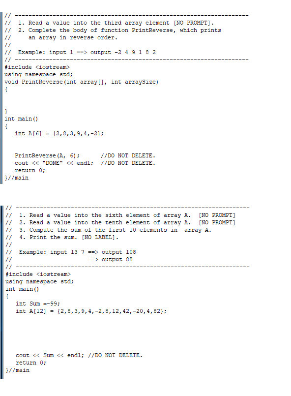 Solved /1. Read a value into the third array element [NO | Chegg.com