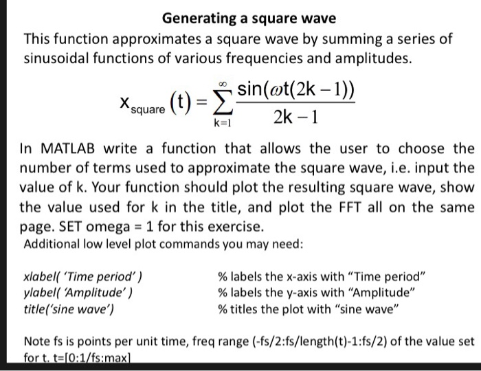 Solved Generating a square wave This function approximates a | Chegg.com