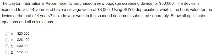 Solved The Dayton International Airport recently purchased a | Chegg.com