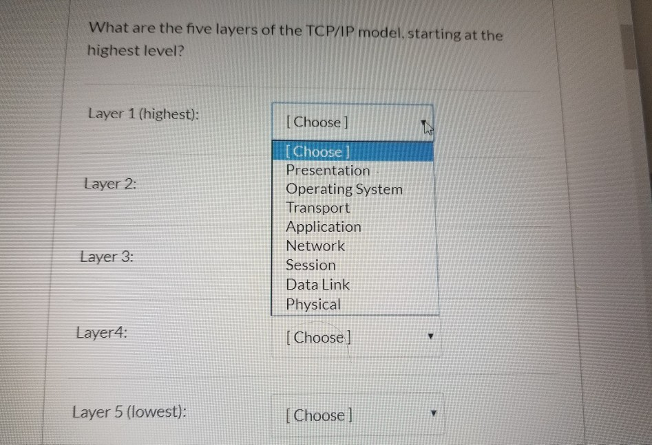 Solved What Are The Five Layers Of The TCP IP Model Star