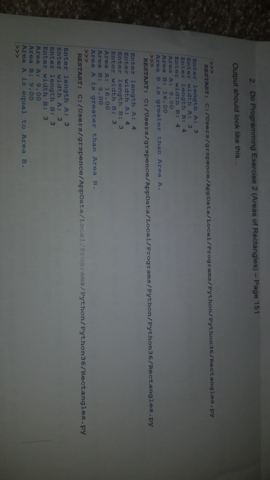 Solved 2. Do Programming Exercise 2 (Areas of Rectangles) - | Chegg.com