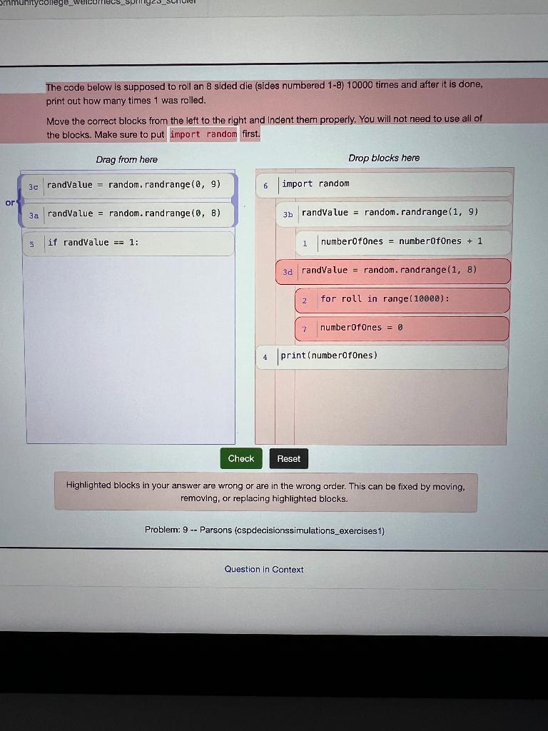 Solved The Code Below Is Supposed To Roll An 8 Sided Die | Chegg.com