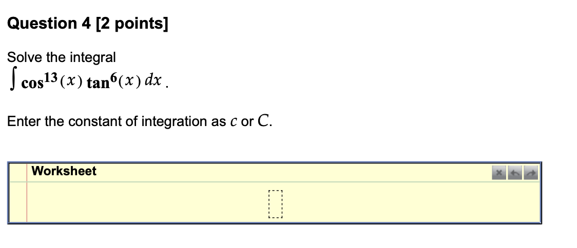 Solved Question 2 [2 points] Solve the following integral. | Chegg.com