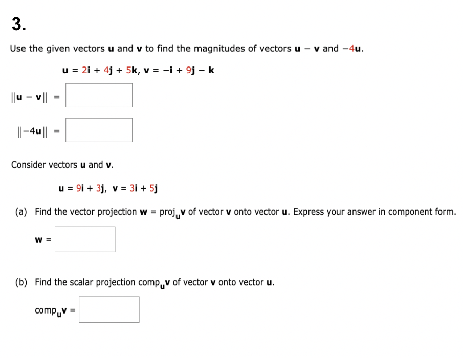 Solved 3. Use the given vectors u and v to find the | Chegg.com