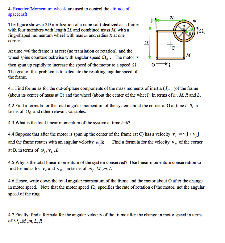 4. Reaction/Momentum wheels are used to control the | Chegg.com