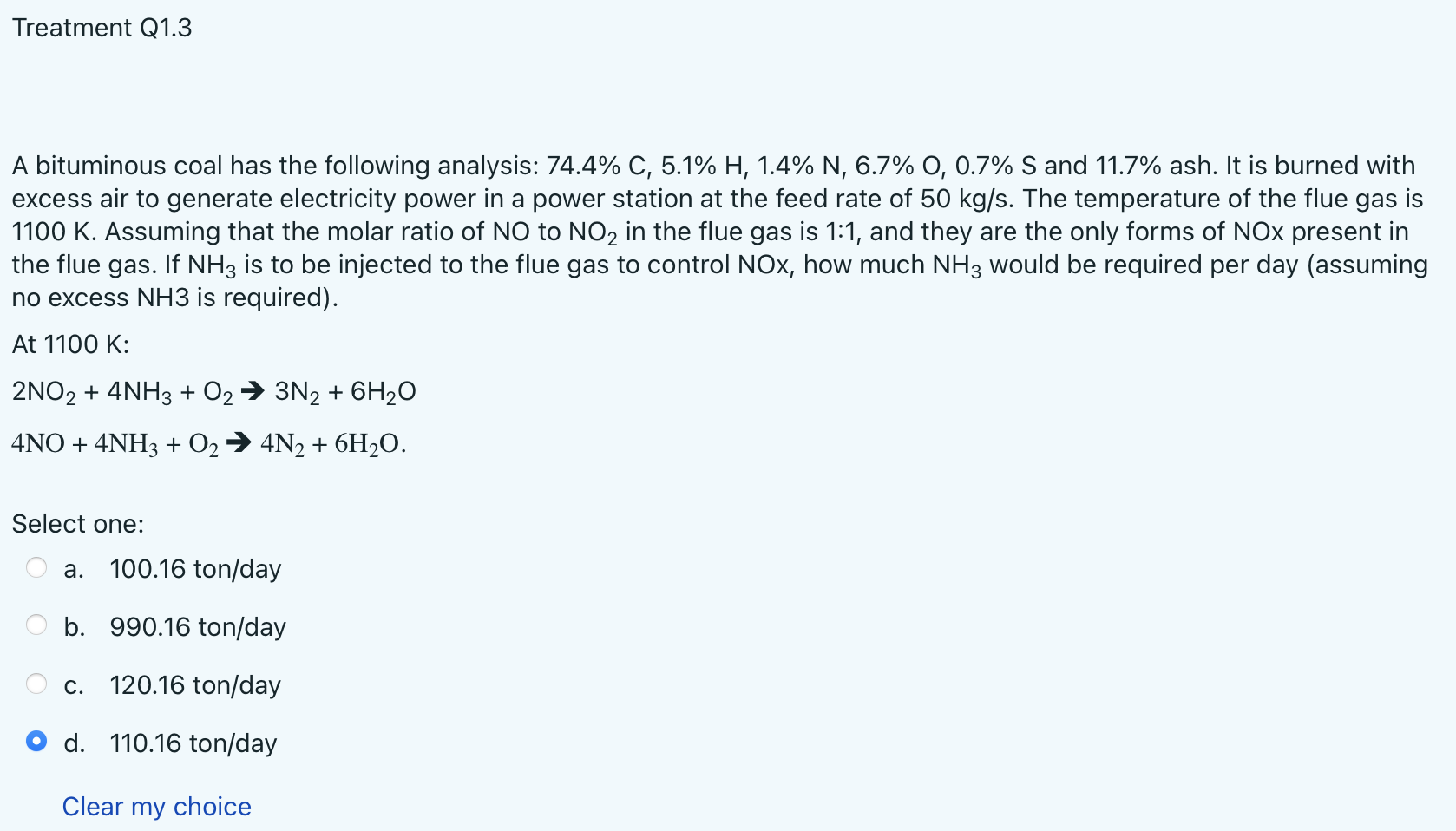 A bituminous coal has the following analysis: \( 74.4 \% \mathrm{C}, 5.1 \% \mathrm{H}, 1.4 \% \mathrm{~N}, 6.7 \% \mathrm{O}