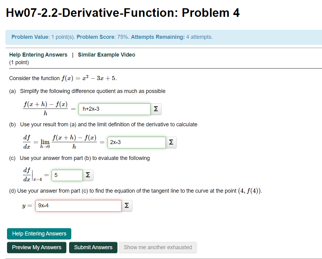 Solved Hw07-2.2-Derivative-Function: Problem 4 Problem | Chegg.com