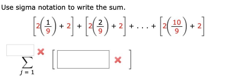 Solved Use sigma notation to write the sum. + + [2(1) +2] + | Chegg.com