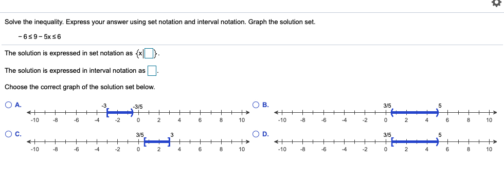 Solved Solve the inequality. Express your answer using set | Chegg.com