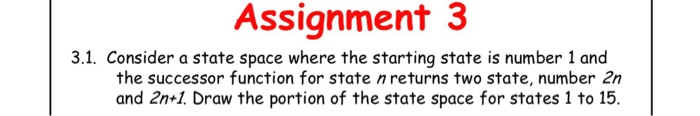 Assignment 3 3.1. Consider a state space where the starting state is number 1 and the successor function for state n returns